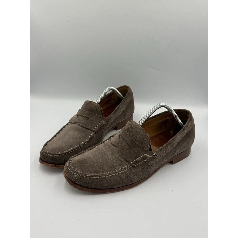 Johnson & Murphy Sheepskin Soft Leather Penny Loafers Mens Size 11.5M Brown Gray